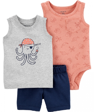 Moda Infantil Masculino - Conjunto 3 Peças Polvo